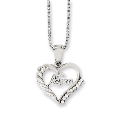 Mom with Diamond 18in Necklace Stainless Steel SRN1086-18, MPN: SRN1086-18, 191101371820