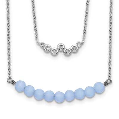 2-Strand CZ Diamond and Periwinkle Glass Bead Necklace 16 Inch Sterling Silver QG5460-16, MPN: QG54…