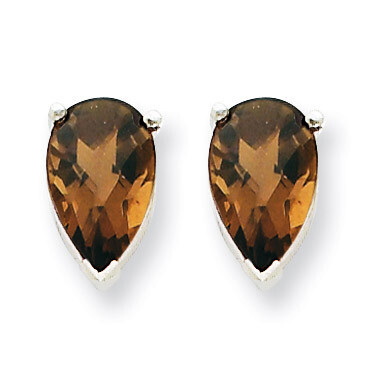 8x5 Pear Smokey Quartz Earrings 14k White Gold XE81WCQ, MPN: XE81WCQ, 883957103709