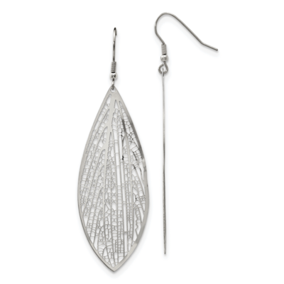 Leaf Dangle Shepherd Hook Earrings Stainless Steel Polished SRE1213 by Chisel, MPN: SRE1213, 191101…