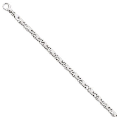 5.65mm Polished and Satin Fancy Link Chain 9 Inch 14k White Gold WLK365-9, MPN: WLK365-9, 191101715…