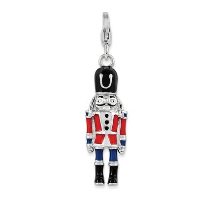 3-D Enameled Nut Cracker Charm Sterling Silver QCC1056 by Amore La Vita, MPN: QCC1056, 886774638294