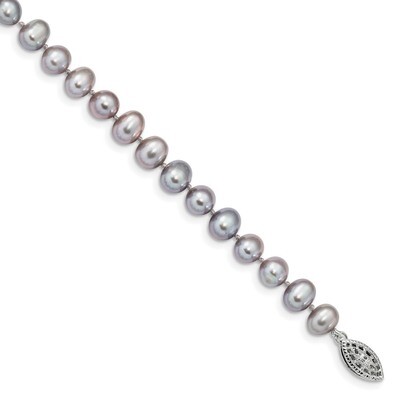 6-7mm Grey Cultured Freshwater Pearl Bracelet 7.25 Inch Sterling Silver Rhodium QH5161-7.25, MPN: Q…