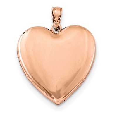 24mm Plain Heart Locket Sterling Silver Rose Gold-plated QLS754, MPN: QLS754, 191101360282