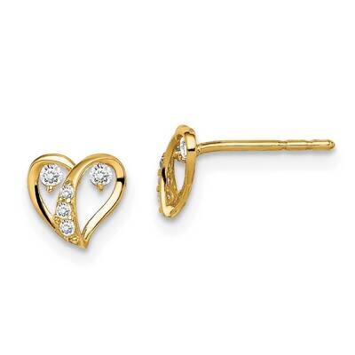 Accent Open Heart Post Earrings 14k Gold CZ Diamond GK1005 by Madi K, MPN: GK1005, 191101901126