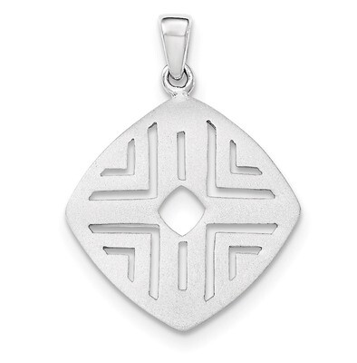 Rhod-pltd Sand Matte Square Cutout Pendant Sterling Silver QP4151
