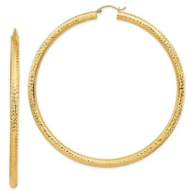 Diamond-Cut 4X80mm Lightweight Round Tube Hoop Earrings 14k Gold TC1021, MPN: TC1021, 883957905402