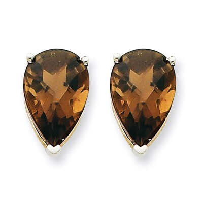 12x8 Pear Smokey Quartz Earrings 14k White Gold XE84WCQ, MPN: XE84WCQ, 883957105260