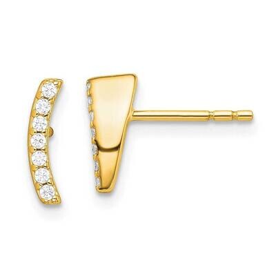 Post Earrings Sterling Silver Gold-tone CZ Diamond QE14655, MPN: QE14655, 883957769004
