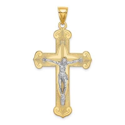 Engraved Crucifix Charm 14k Gold Rhodium K9217, MPN: K9217, 63721808515