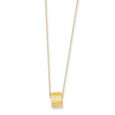 Rope Chain with Barrel Bead with 2in Extension Necklace 16 Inch 14k Gold SF2061-16, MPN: SF2061-16,…