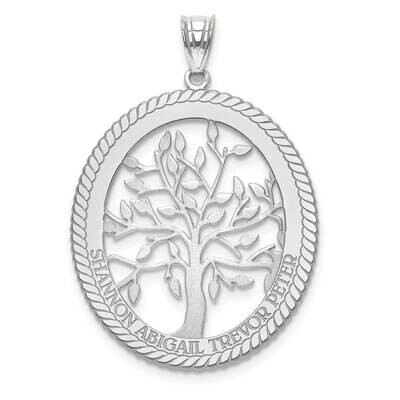 Laser Polished Family Tree Oval Pendant 10k White Gold 10XNA670W, MPN: 10XNA670W,