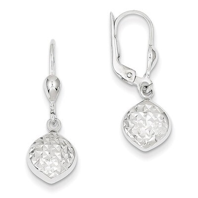 Polished &amp; Diamond-Cut Dangle Leverback Earrings 14k White Gold E766, MPN: E766, 869786042174