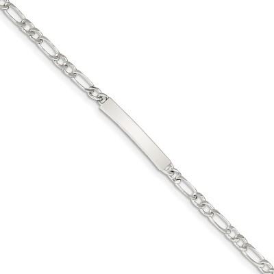 Engravable 6 Figaro Link ID Bracelet 6 Inch Sterling Silver QID105-6, MPN: QID105-6, 886774097992