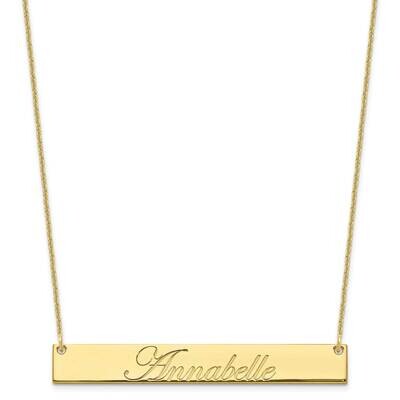 Polished Edwardian Script Bar Necklace 10k Gold Large 10XNA1224Y, MPN: 10XNA1224Y,