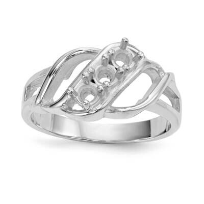 Polished 3-Stone Mothers Ring Mounting 14k White Gold XMR5/3W-7, MPN: XMR5-3W, 883957448725