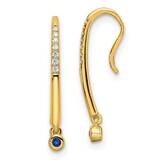 Diamond and Sapphire Drop Wire Earrings 14k Gold Polished EM8380-SA-006-YA, MPN: EM8380-SA-006-YA, …