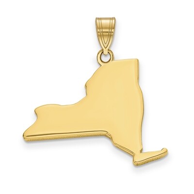 New York State Pendant Charm 14k Yellow Gold Engravable XNA707Y-NY, MPN: XNA707Y-NY, 886774754161