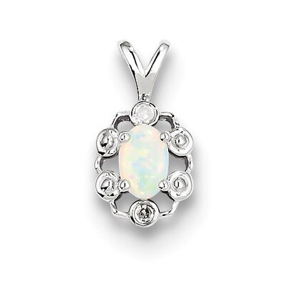 Opal &amp; Diamond October Pendant Sterling Silver QBPD22OCT, MPN: QBPD22OCT, 883957518633