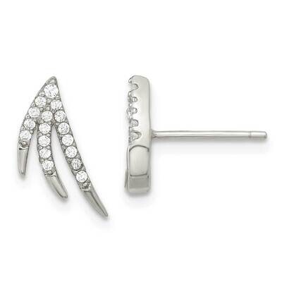 Fancy CZ Diamond Post Earrings Sterling Silver Rhodium-Plated QE16182, MPN: QE16182, 196904168592