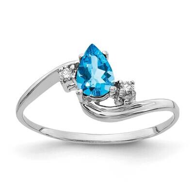 6x4mm Pear Blue Topaz A Diamond Ring 14k White Gold Y2039BT/A, MPN: Y2039BT/A, 883957687803