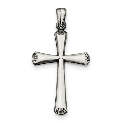 Brushed Latin Cross Pendant Sterling Silver Antiqued QC8165, MPN: QC8165, 191101454653