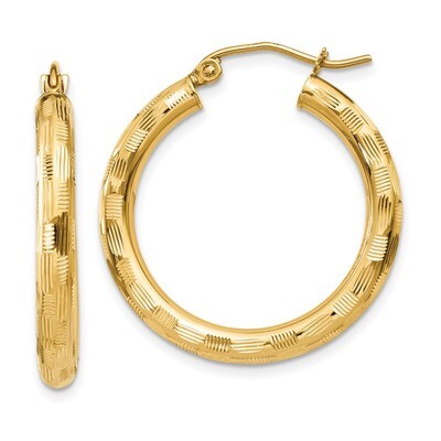 Hoop Earrings 14k Gold Textured TF554, MPN: TF554, 886774731698