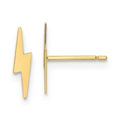 Lightening Bolt Post Earrings 14k Gold Polished YE2072, MPN: YE2072, 191101786556