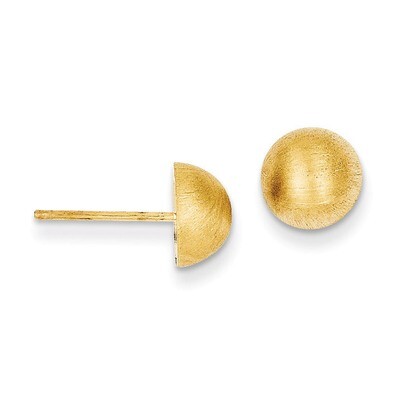 Hollow Satin 8.00mm Half Ball Post Earrings 14k Gold Z1203, MPN: Z1203, 658226125009