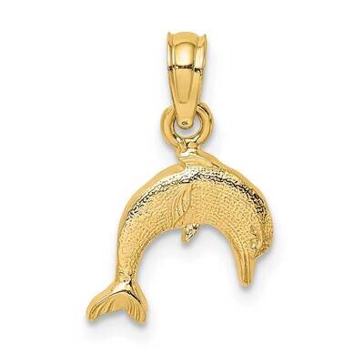 Mini Dolphin Jumping Charm 14k Gold Textured K7821, MPN: K7821, 637218040421