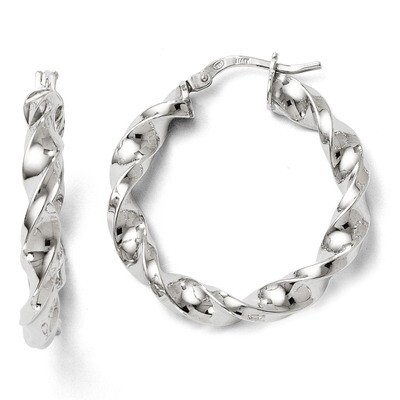 Leslie&#39;s Polished Twisted Hinged Hoop Earrings - Sterling Silver HB-QLE269, MPN: QLE269, 8839570206…