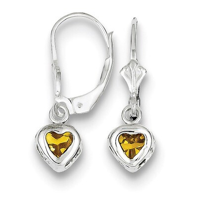 5mm Heart Citrine Leverback Earrings Sterling Silver QE2046CI, MPN: QE2046CI, 883957225678