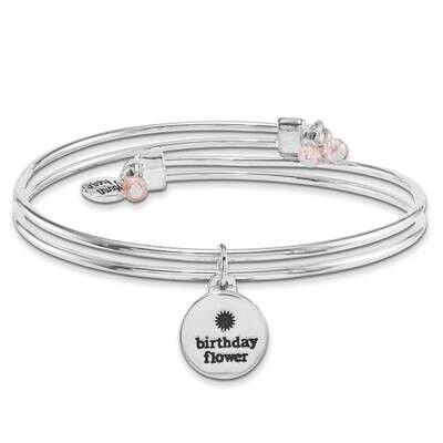 Silver-tone Trinky Things Birthday Flowers Bangle Bracelet Card GM16067, MPN: GM16067, 853691006888