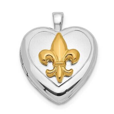 Gold Tone Fleur De Lis Locket Sterling Silver Rhodium-plated QLS1026, MPN: QLS1026, 883957955605
