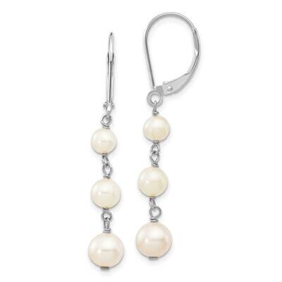 4-6mm Near Round White Freshwater Cultured Pearl Dangle Earrings 14k White Gold XFW569, MPN: XFW569…