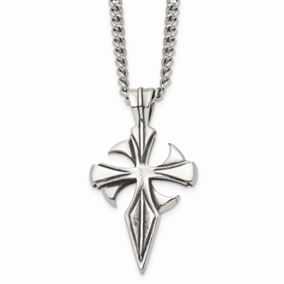 Antiqued Dagger Cross 22 Inch Necklace Stainless Steel Polished SRN1045-22 by Chisel, MPN: SRN1045-…