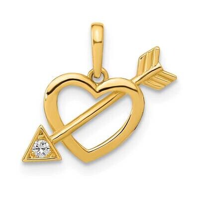 Cut Out Heart with Arrow CZ Diamond Pendant 14k Gold Polished YC1518, MPN: YC1518, 196904149515