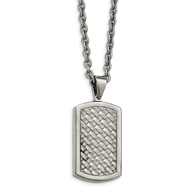 Weaved Pattern Dogtag Necklace Stainless Steel Polished SRN2124-24 by Chisel, MPN: SRN2124-24, 1911…