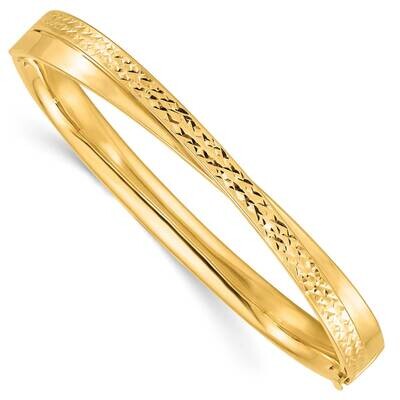 4 16 Polished &amp; Diamond-Cut Bypass Hinged Bangle 14k Gold DB715, MPN: DB715, 191101562617