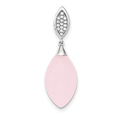CZ &amp; Pink Glass Pendant Sterling Silver QP4501