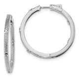 CZ Diamond In and Out Round Hoop Earrings Sterling Silver Rhodium-plated QE13716, MPN: QE13716, 883…