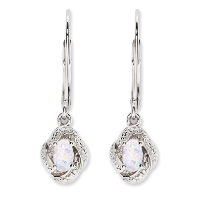 October Created Opal Earrings Sterling Silver Diamond QBE12OCT, MPN: QBE12OCT, 886774187600