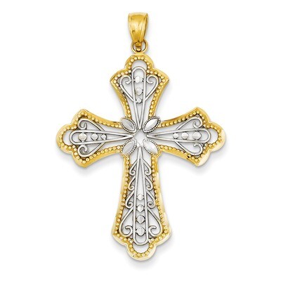 Diamond-cut Filigree Cut-out Cross Pendant 14k Gold C4272, MPN: C4272, 637218137152