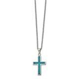 Imitation Opal Small Cross 22 Inch Necklace Stainless Steel Polished SRN2755-22 by Chisel, MPN: SRN…