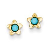 Turquoise Star Post Earrings 14k Gold Polished YE179, MPN: YE179, 191101635427