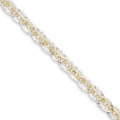 Chain Weave with Oval Links Bracelet 7.25 Inch 14k Gold Diamond-cut FB1352-7.25, MPN: FB1352-7.25, …