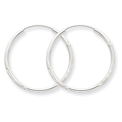 1.5mm Diamond-cut Endless Hoop Earrings 14k White Gold XY1195, MPN: XY1195, 883957299808