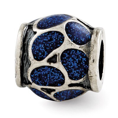 Blue Enamel with Sparkles Bead - Sterling Silver QRS2794, MPN: QRS2794, 883957056623