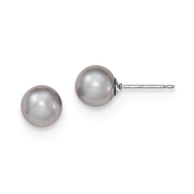 7-8mm Grey Freshwater Cultured Round Pearl Stud Earrings Sterling Silver QE12714, MPN: QE12714, 191…