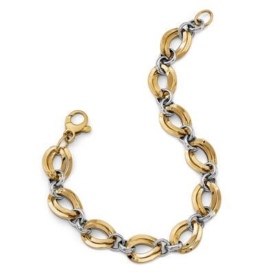 Leslie&#39;s Fancy Link Bracelet 7.5 Inch 14k Two-tone Gold Polished HB-LF722-7.5, MPN: LF722-7.5, 1911…